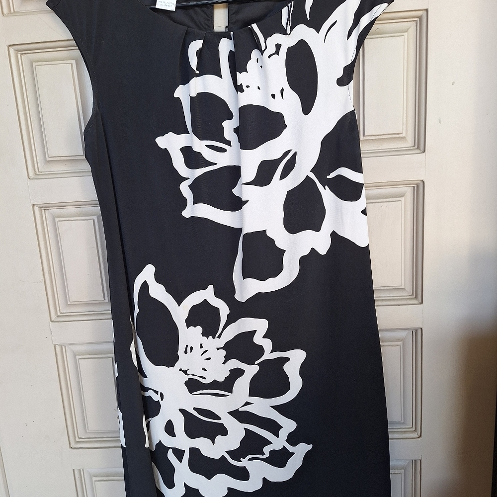 My Favorite Dress! Stuudio London Times Blk/Wht Sz12 Cap Sleeves Poly/Spandex - Picture 7 of 8